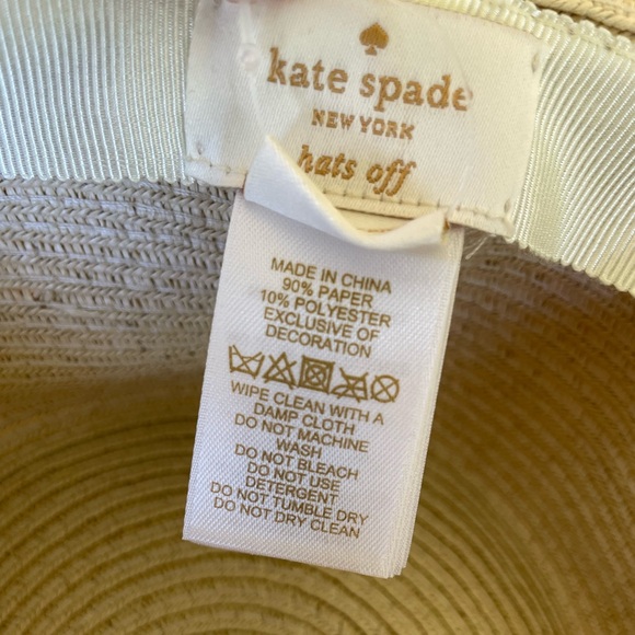 Kate Spade Pink/Beige Wide Brim Sun Hat with Floral Accents 👒☀️ One Size - Picture 12 of 12